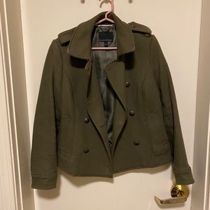 Banana Republic Army Green Peacoat Jacket S